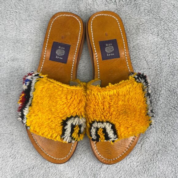RES IPSA Rug Sandal Womens Slide Sz 8 Yellow Moroccan Comfort Casual Slip On - Picture 6 of 15